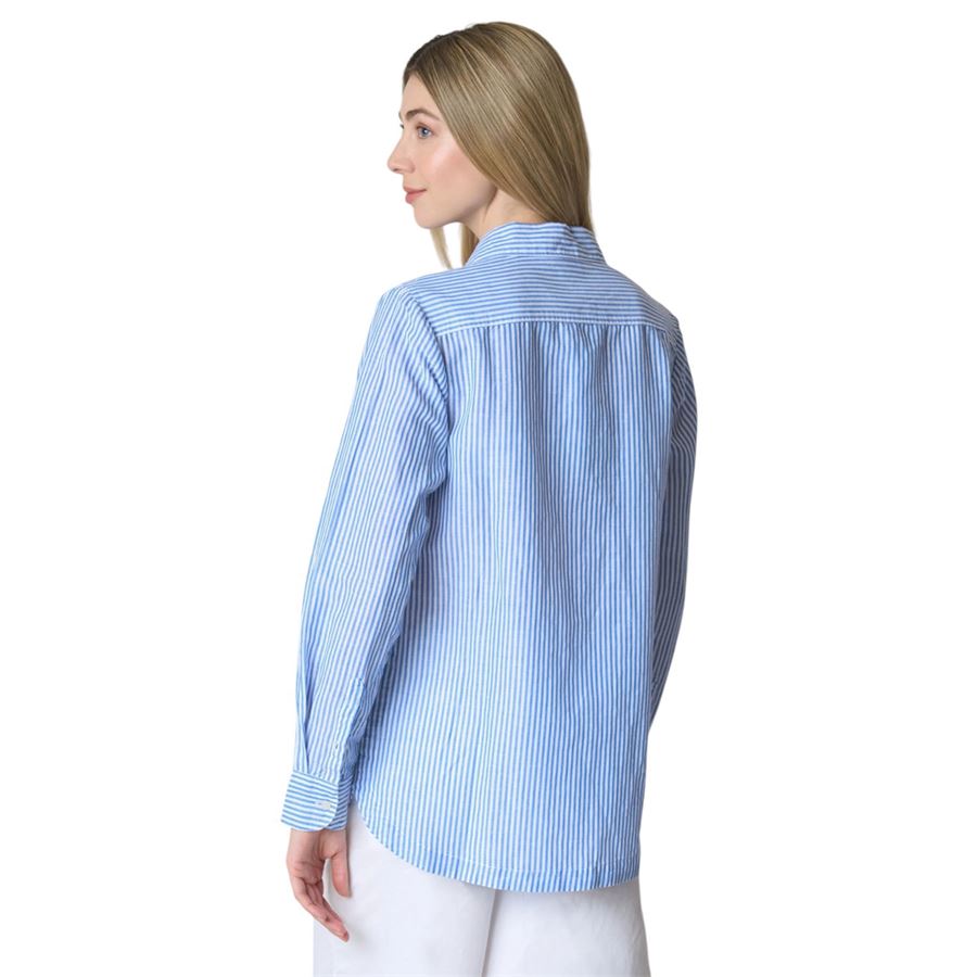 Camicia da donna a righe in misto cotone e lino U.S. Polo Assn | US41304008707